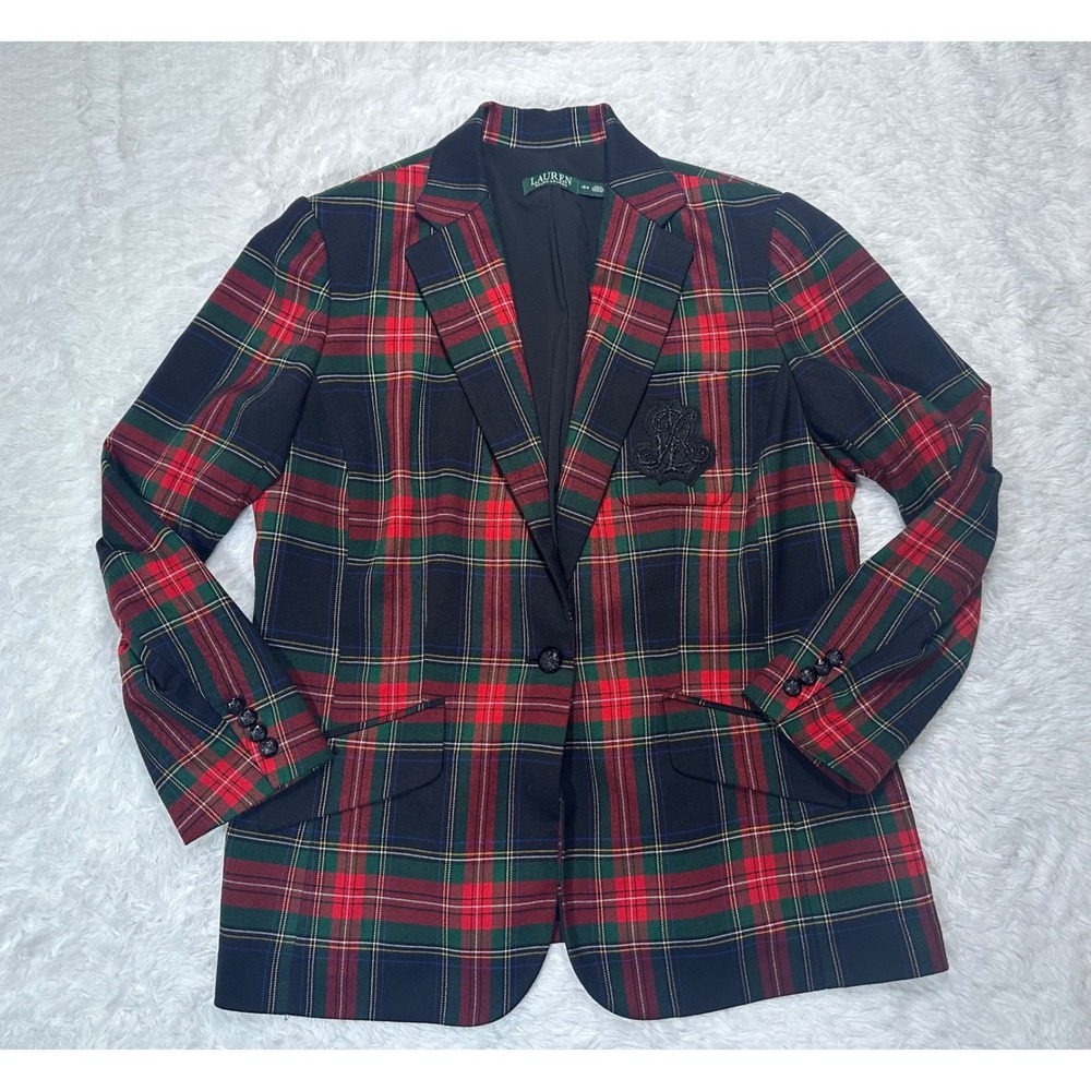 Lauren Ralph Lauren Plaid Tartan Crest Twill Suit Set Women's 14/16W - Picture 2 of 11